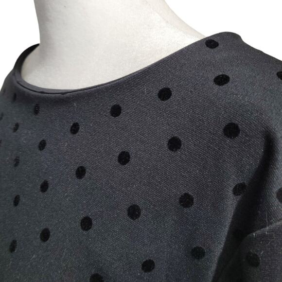 Old Navy XL Black Velvet Swiss Dot Dress Long Sleeve Polka Dot Coquette Twee - Picture 2 of 8